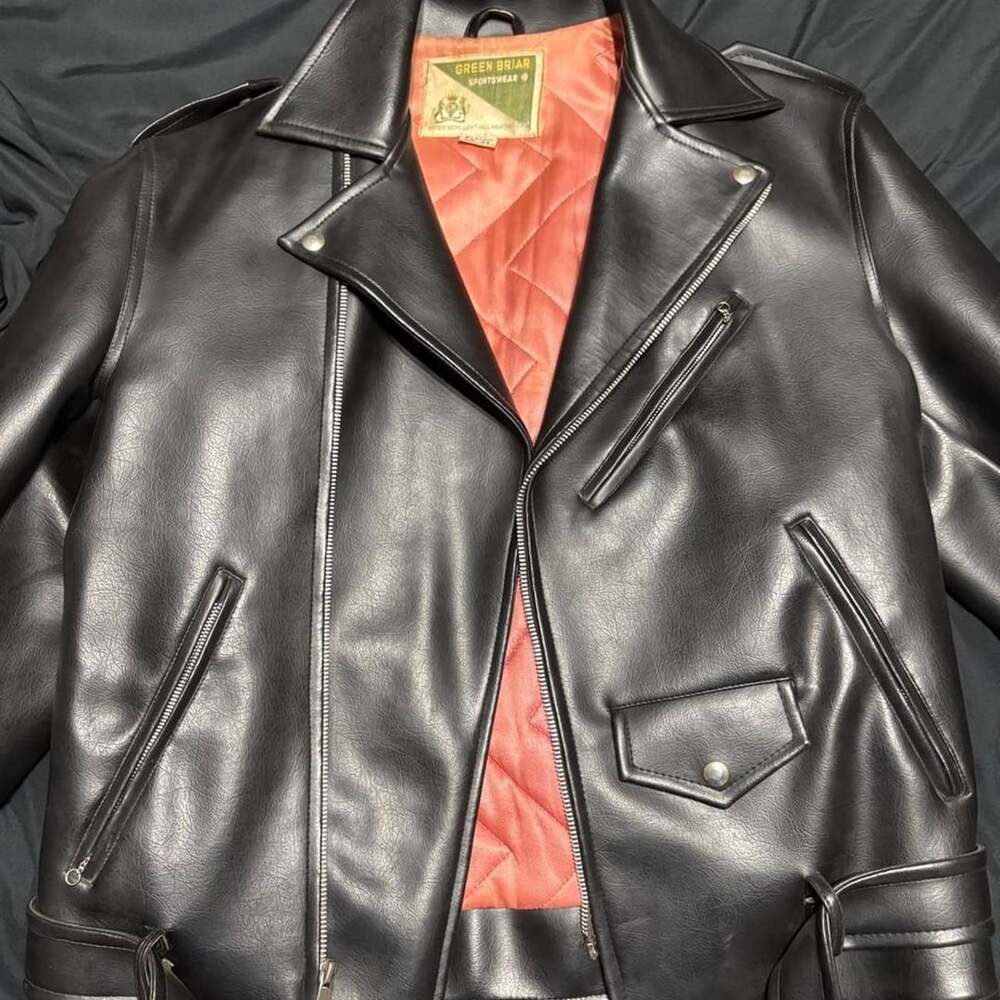 Green Briar Sportswear Motorcycle Jacket Size 42 Black Quilted Moto